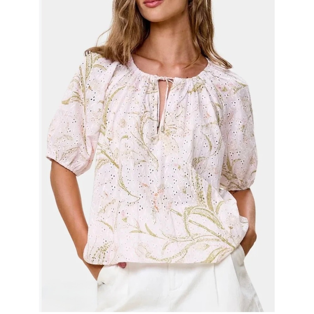 NWT Cleobella Johana Top Swish Avenue Eyelet Puff Sleeve Blouse Top Size M